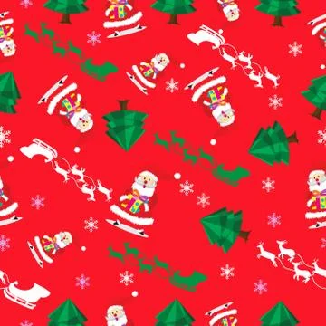 Seamless Pattern Santa and Gift Stock Illustration