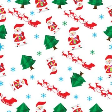 Seamless Pattern Santa and Gift 스톡 일러스트