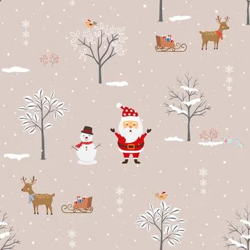 Seamless pattern with Santa Claus and friends happy on winter night for Chris Stock Illustration