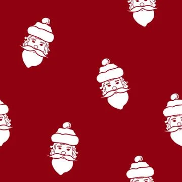 Seamless Pattern with a Santa Claus Face Illustrazione stock