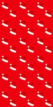 Seamless pattern with Santa Claus hat on a red background. Christmas texture. Stock Photos