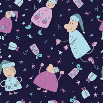 Seamless pattern with santa claus. Vector. Stock Illustration