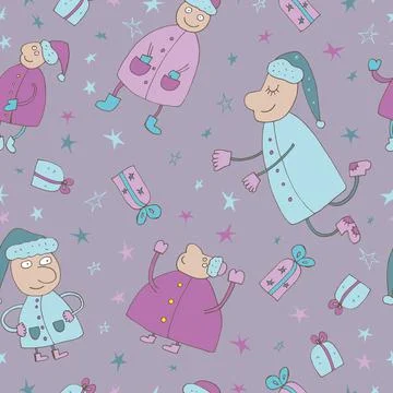 Seamless pattern with santa claus. Vector. Stock Illustration
