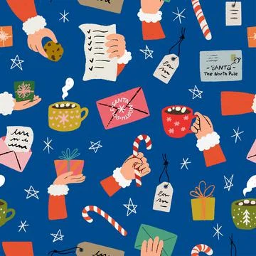Seamless pattern with Santa hands Illustrazione stock