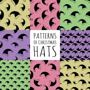 Seamless pattern of Santa hats Stock Illustration