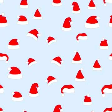 Seamless pattern with Santa hats. Vector Stock Illustration