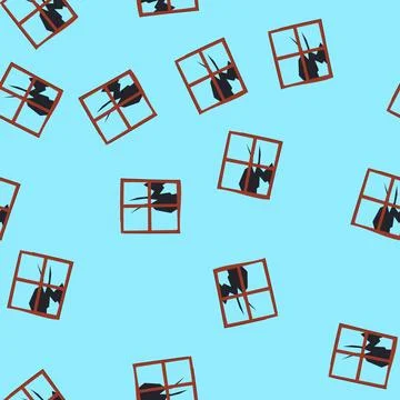 Seamless pattern sash broken wood windows cartoon vector 스톡 일러스트