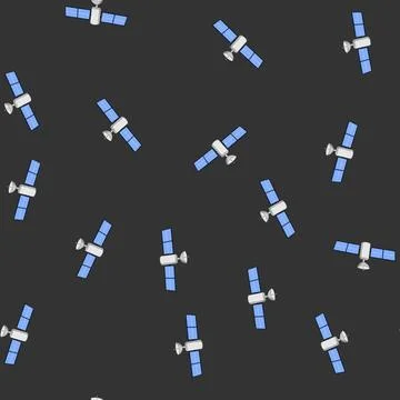 Seamless pattern satellite satellite cartoon vector Illustrazione stock