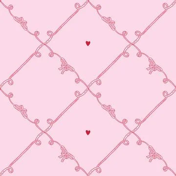 Seamless pattern with satin bow knots, gift ribbons in checkered composition Stock Illustration