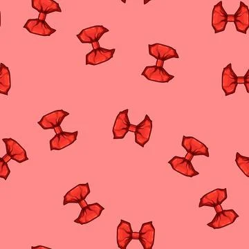 Seamless pattern satin red bow cartoon vector Stock Illustration