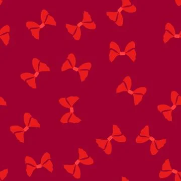Seamless pattern satin red bow cartoon vector Stock Illustration