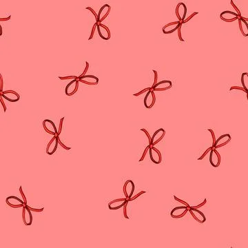Seamless pattern satin red bow ribbon cartoon vector 스톡 일러스트
