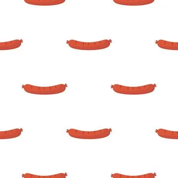 Seamless pattern with sausage on white background for kitchen, textiles, wall Stock Illustration