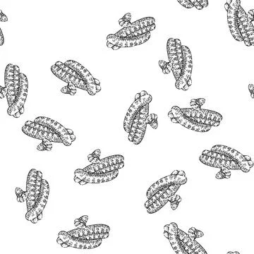 Seamless pattern sausages sketch hand drawn Stock Illustration