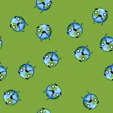 Seamless pattern save earth planet character cartoon vector Stock Illustration