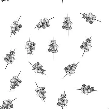 Seamless pattern savory canape sketch hand drawn Stock Illustration