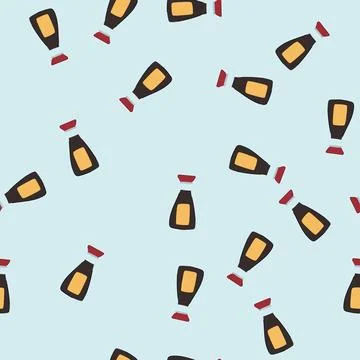 Seamless pattern savory soy sauce cartoon vector Stock Illustration