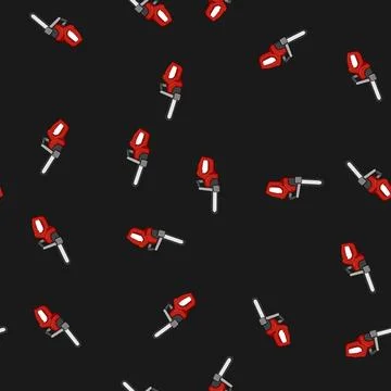 Seamless pattern saw chainsaw cartoon vector Stock Illustration