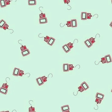 Seamless pattern scale luggage weight cartoon vector Illustrazione stock