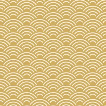 Seamless pattern scales simple Nature abstract texture with japanese wave cir Stock Illustration