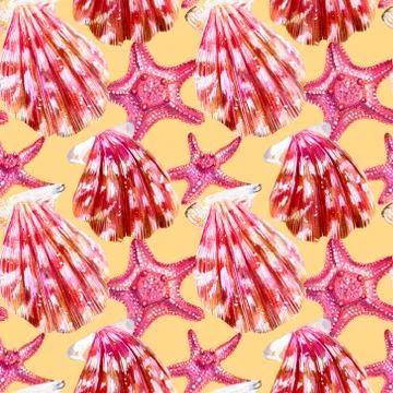 Seamless pattern of scallop shells. イラスト素材
