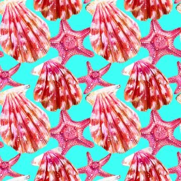 Seamless pattern of scallop shells. Stock Illustration
