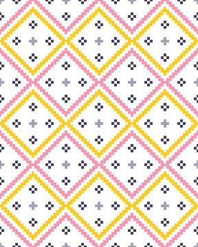 Seamless pattern in scandinavian pixel style on white background Stock Illustration