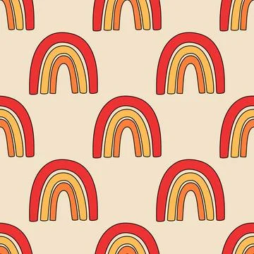 Seamless pattern of scandinavian rainbows Stock Illustration
