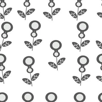 Seamless pattern scandinavian style abstraction WB flowers Stock Illustration