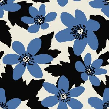 Seamless pattern in Scandinavian style with flowers and leaves Stock Illustration