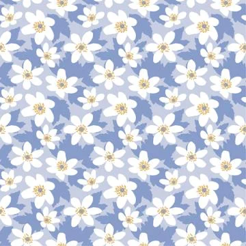 Seamless pattern in Scandinavian style with flowers and leaves Illustrazione stock