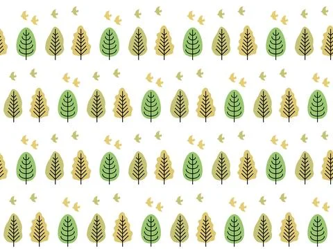 Seamless pattern of Scandinavian style tree and bird. Stock Illustration