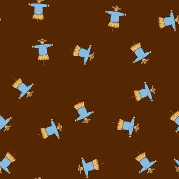 Seamless pattern scare scarecrow cartoon vector Stock Illustration