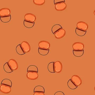 Seamless pattern scary halloween bucket cartoon vector Stock Illustration