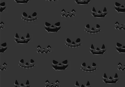 Seamless Pattern with scary pumpkin smile. Halloween background. vector illus Stock Illustration