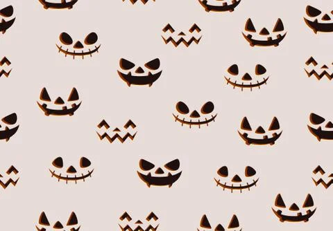 Seamless Pattern with scary pumpkin smile. Halloween background. vector illus イラスト素材