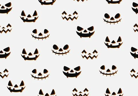 Seamless Pattern with scary pumpkin smile. Halloween background. vector illus イラスト素材