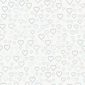 Seamless pattern of scattered charcoal grey hand drawn hearts Stock Illustration