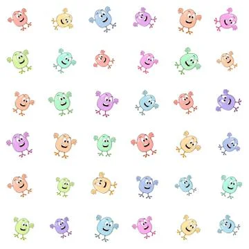 Seamless pattern with scattered smiling eggs Stock Illustration