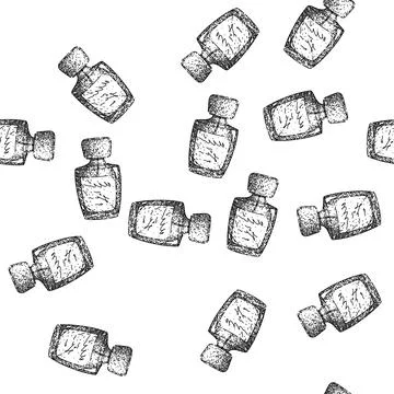 Seamless pattern scent perfum bottle male sketch hand drawn Stock Illustration