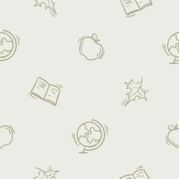 Seamless pattern with school, apple, leaf, globe 스톡 일러스트
