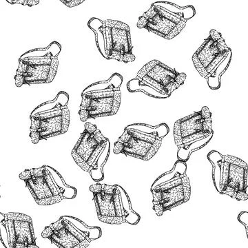 Seamless pattern school backpack sketch hand drawn 库存插图