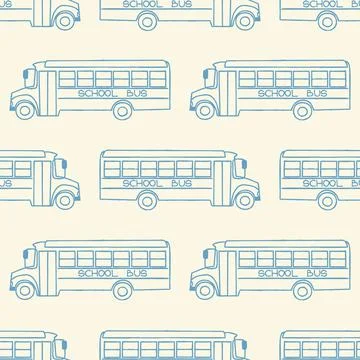 Seamless pattern with school busses, back to school pattern Stock Illustration