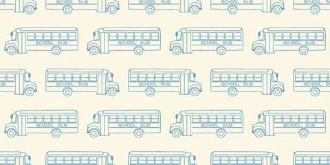 Seamless pattern with school busses, back to school pattern Stock Illustration