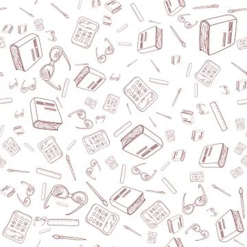 Seamless pattern for school design. Clip art from school accessories vector. Illustrazione stock