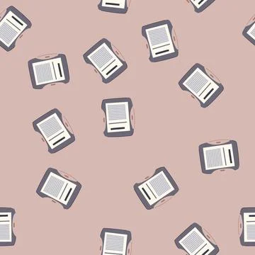 Seamless pattern school e-reader cartoon vector Stock Illustration