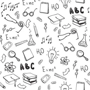 Seamless pattern with school elements. Back to school. Illustrazione stock