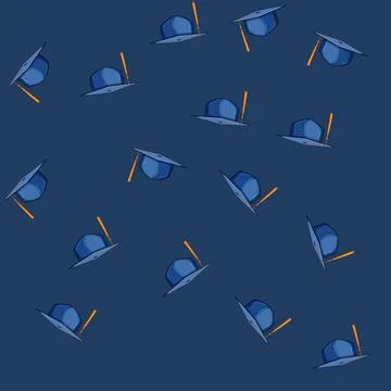 Seamless pattern school graduation hat cartoon vector Stock Illustration