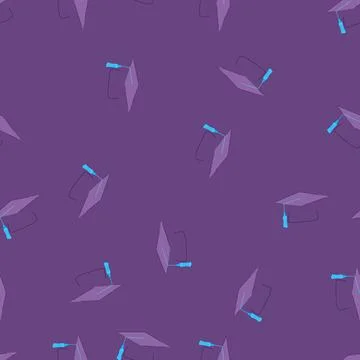 Seamless pattern school graduation hat cartoon vector Stock Illustration