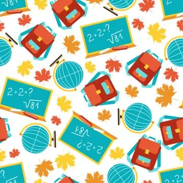 Seamless pattern with school icons Stock Illustration